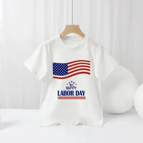 Independence Day Boys Cartoon New Summer T-shirt Base Girls Clothes Kids Clothes