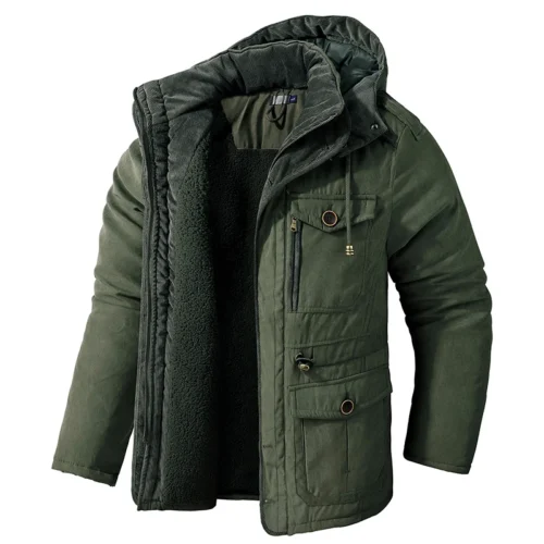 Male Windbreaker Hooded Outwear Cotton Parka Snow Coats Mens Thicken Warm Winter Jacket Cashmere Fleece Inner Cotton-Padded Coat