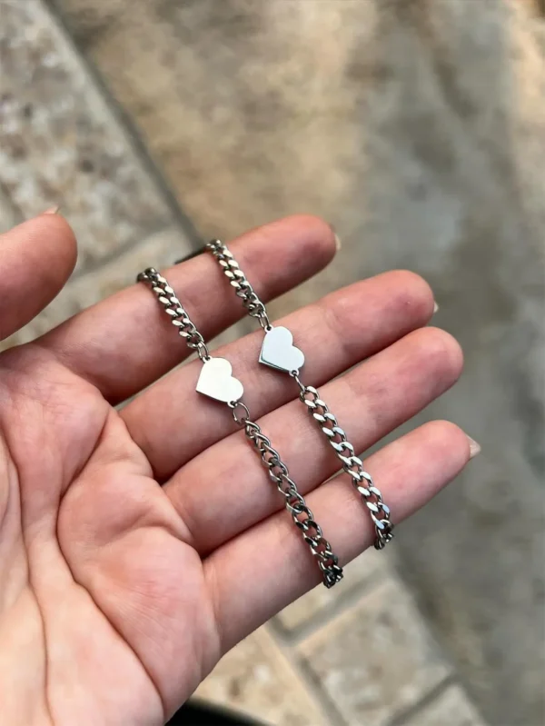2 stainless steel material love bracelet set for couples, women's fashionable and exquisite chain bracelet, wearable all year ro - Image 2
