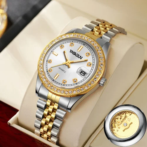 Fashion temperament women’s watch automatic mechanical quartz watch waterproof luminous steel strip women’s watch