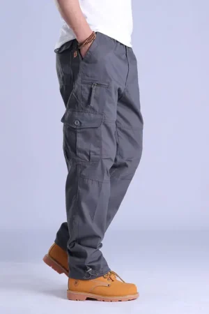 Mens Cargo Work Pants Ripstop Hiking Tactical Pants with Multi Pockets Elastic Waist Pants Cotton Joggers