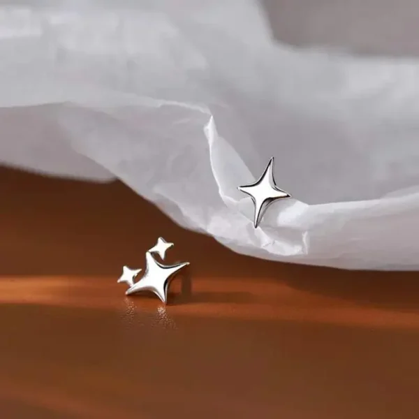 Fashion Silver Gold Color Star Stud Earrings Women Girl Gift Cute Banquet Asymmetry Jewelry Dropshipping Wholesale - Image 3