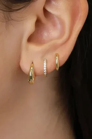 6Pcs Stainless Steel Minimalist Round Hoop Earrings for Women Crystal Zirconia Huggie Circle Punk Earrings Set Piercing Jewelry