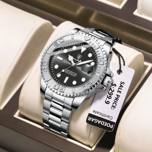 POEDAGAR Luxury Men Watch Business Quartz Man Clock Sports Waterproof Luminous Date Stainless Steel Men’s Watches Male Reloj+box