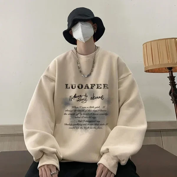 New Vintage Letter Printed Pullover Hoodies For Men Goth Sweatshirts Streetwear Oversize Hoody Hip Hop Fleece Y2K Clothes - Image 2