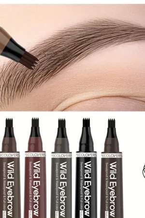 6 Colors 1pc Eyebrow Pen Waterproof 4 Split Tip Eyebrows Pen Eyebrow Tattoo Pen Waterproof Liquid Black Eyebrow Makeup Pencil