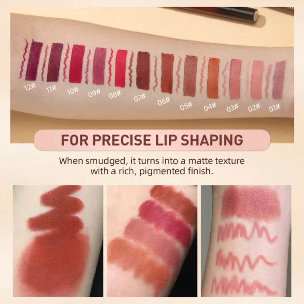QIBEST 2pcs Lipstick Lipliner Pen Set Matte Velvet Lip Liner Pencil Contour Makeup Sexy Red Lip Stick Long Lasting Cosmetics - Image 5