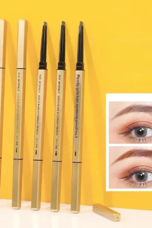 Small Gold Stick Double-Headed Eyebrow Pencil Ultra-Thin 3D Definition Lasting Non-Smudge Triangle Shape for Perfect Brows